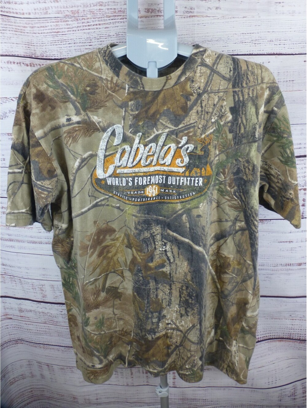 Cabela's Men's Size Large Camo T-Shirt Hunting Fishing Outdoor Short Sleeve K4A